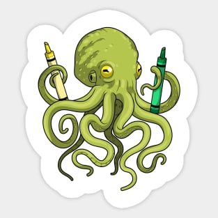 Octopus Pupil Crayons School Sticker